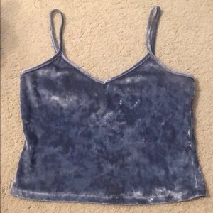 Blue Velvet Spaghetti Strap Crop Top